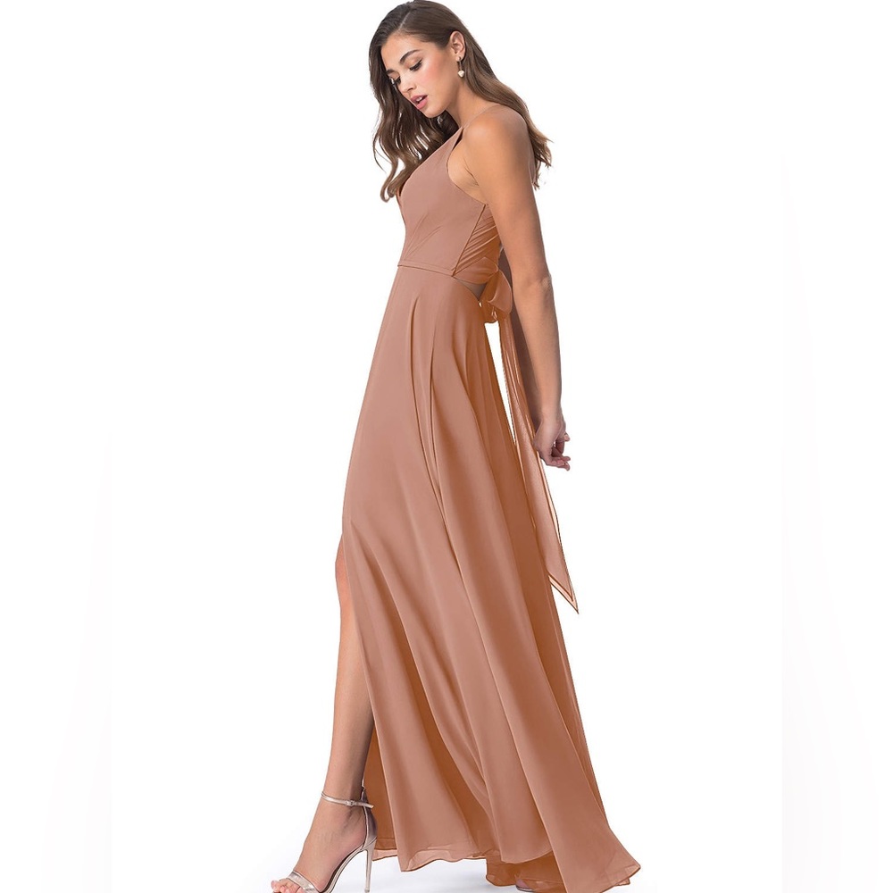 NWT Azazie Evalleen A-Line Pleated Chffon - Picture 3 of 7